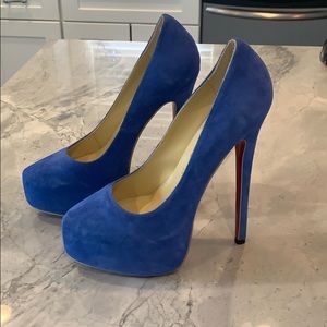 Christian Louboutin Blue Suede Platform Pumps